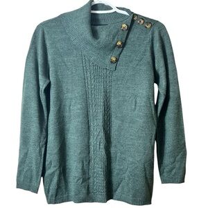 Napa‎ Valley Button Shoulder Cowl Neck Knit Sweater Size PS Preppy Minimalist